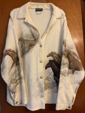 Cream Jacket with Horse Print